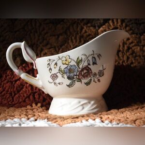 Vernon Kilns 1950s Hand Painted Gravy Boat May Flower Collection